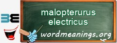 WordMeaning blackboard for malopterurus electricus